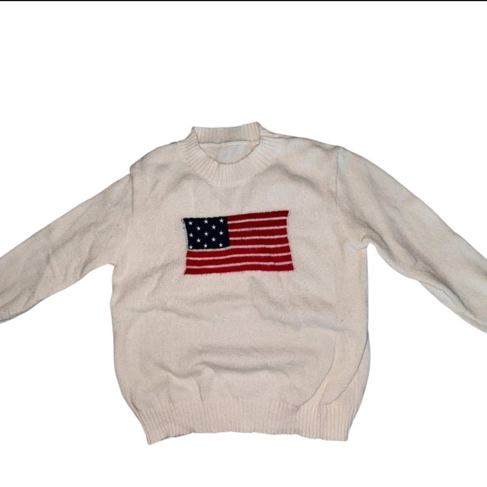 SHEIN Cream Sweater with American Flag Design